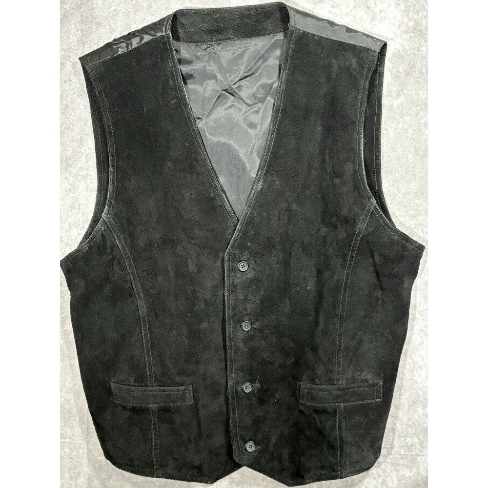 Vintage U2 WMO Leather Vest Mens Large Wear Me Out Black